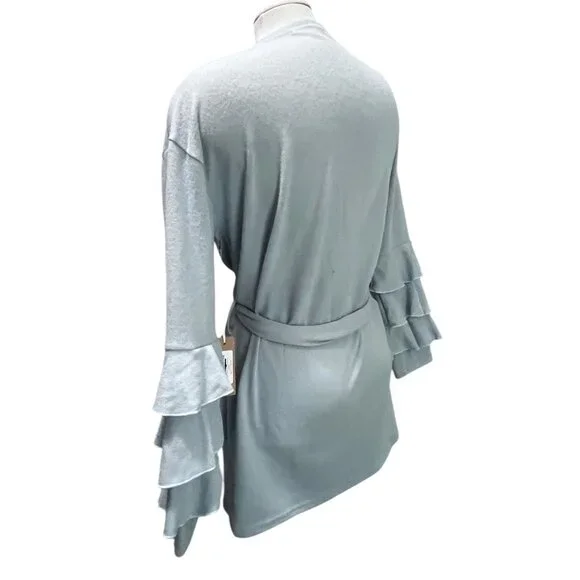 Simply Southern Fleece Ruffled Belted Long Sleeve Cardigan Sz Large Womens Soft - Picture 7 of 10